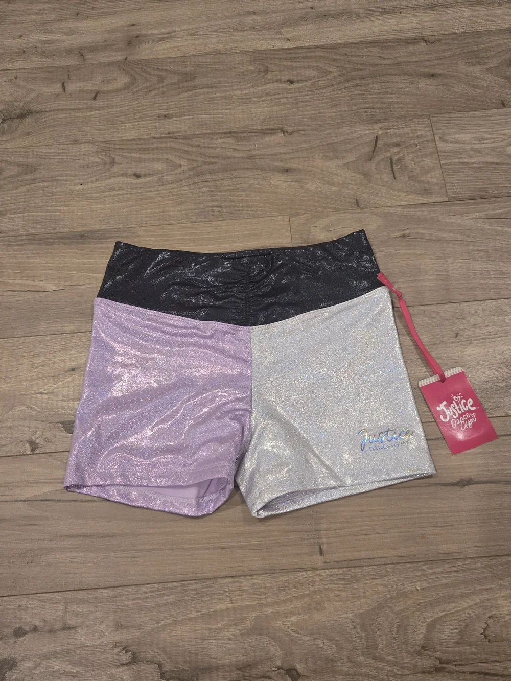NWT Justice Girls Split Metallic Cinch Waistband Shorties sizes LG (12/14) X2
